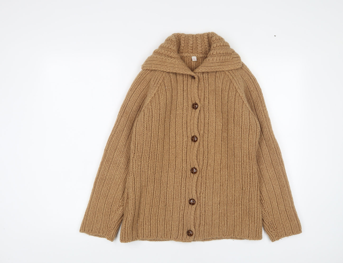 Uniqlo Womens Brown Collared Wool Cardigan Jumper Size 12 - Button up