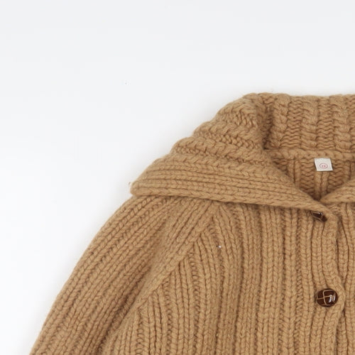 Uniqlo Womens Brown Collared Wool Cardigan Jumper Size 12 - Button up
