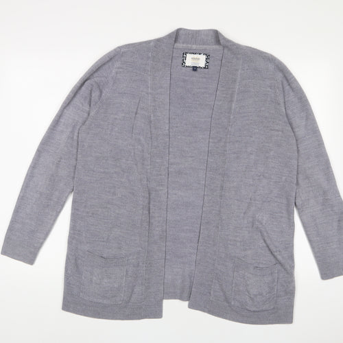 Maine Womens Grey V-Neck Acrylic Cardigan Jumper Size 16 - Open