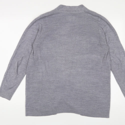 Maine Womens Grey V-Neck Acrylic Cardigan Jumper Size 16 - Open