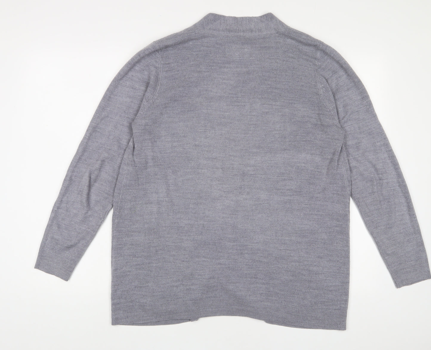 Maine Womens Grey V-Neck Acrylic Cardigan Jumper Size 16 - Open