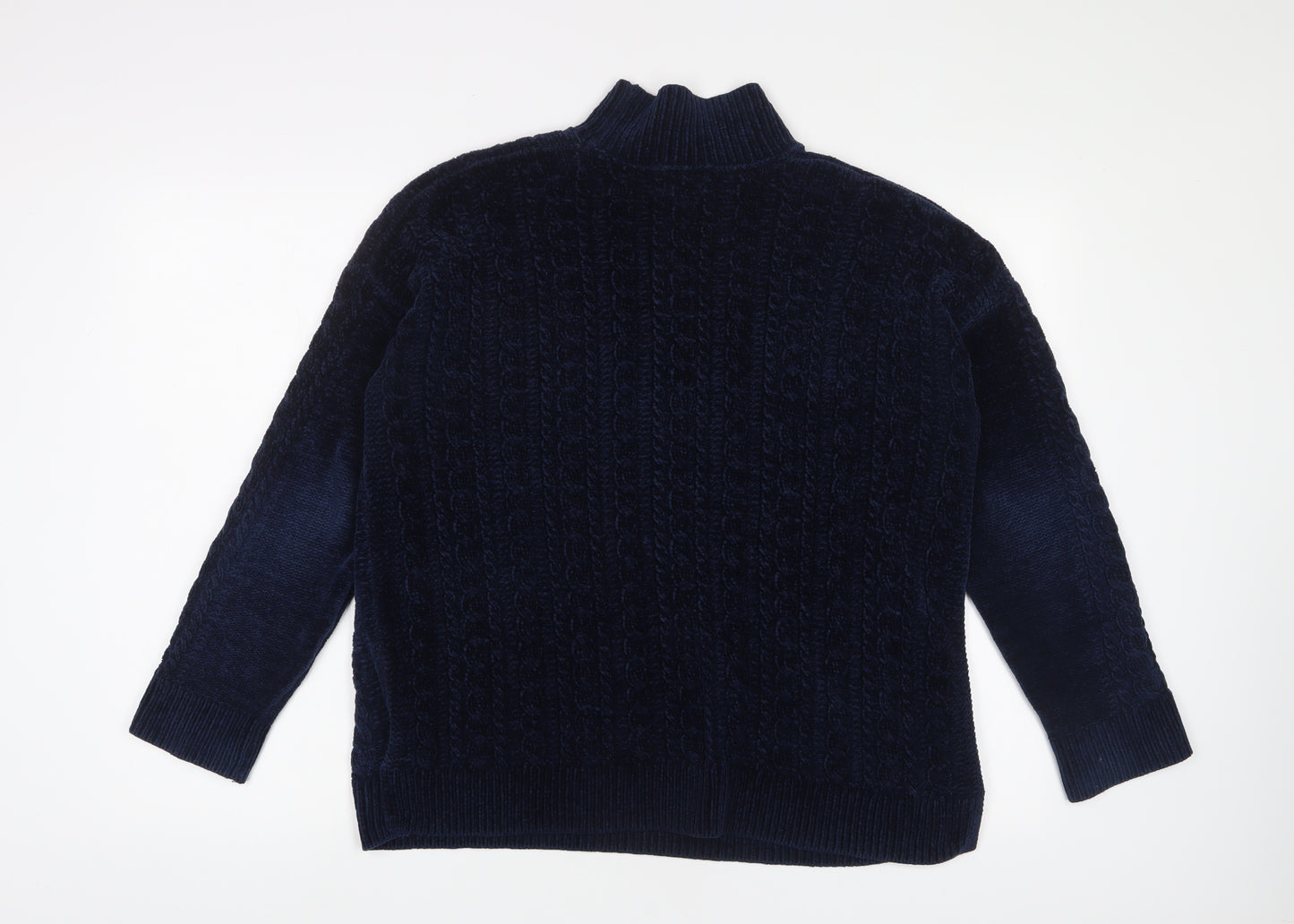 Adrienne Vittadini Womens Blue High Neck Polyester Pullover Jumper Size M