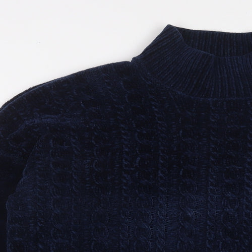 Adrienne Vittadini Womens Blue High Neck Polyester Pullover Jumper Size M