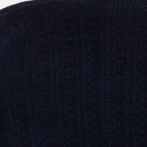 Adrienne Vittadini Womens Blue High Neck Polyester Pullover Jumper Size M
