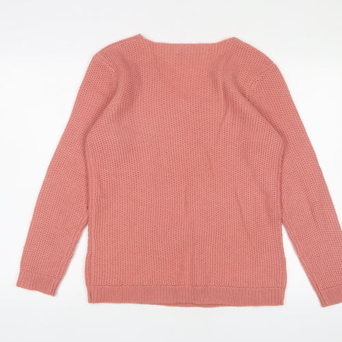 Damart Womens Pink V-Neck Acrylic Pullover Jumper Size 12