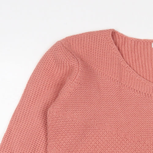 Damart Womens Pink V-Neck Acrylic Pullover Jumper Size 12