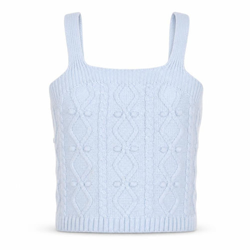 River Island Girls Blue Acrylic Cropped Tank Size 8-9 Years Square Neck Pullover