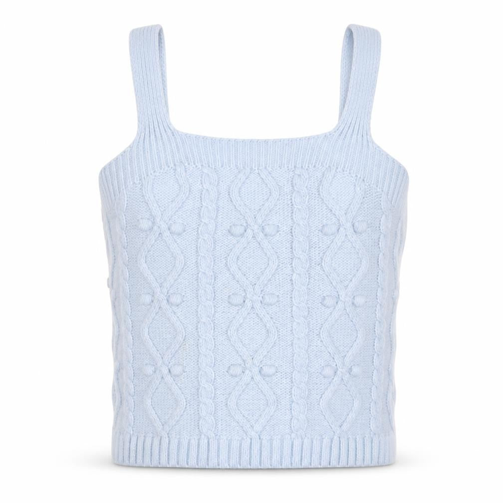 River Island Girls Blue Acrylic Cropped Tank Size 8-9 Years Square Neck Pullover