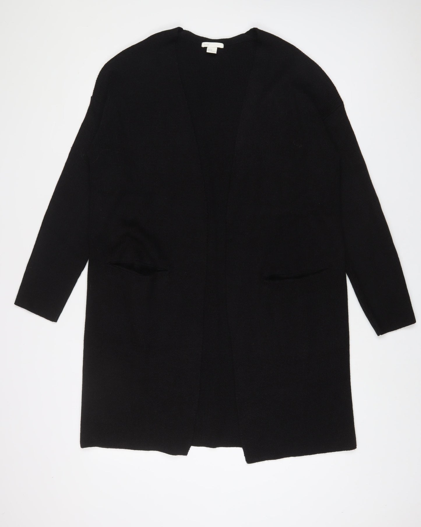 H&M Womens Black V-Neck Acrylic Cardigan Jumper Size M - Open