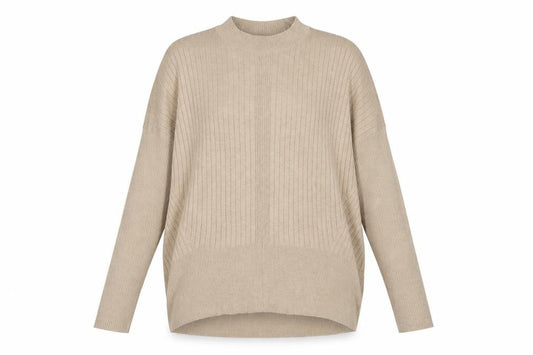 Front view of Principles women’s beige round neck polyester jumper, size M