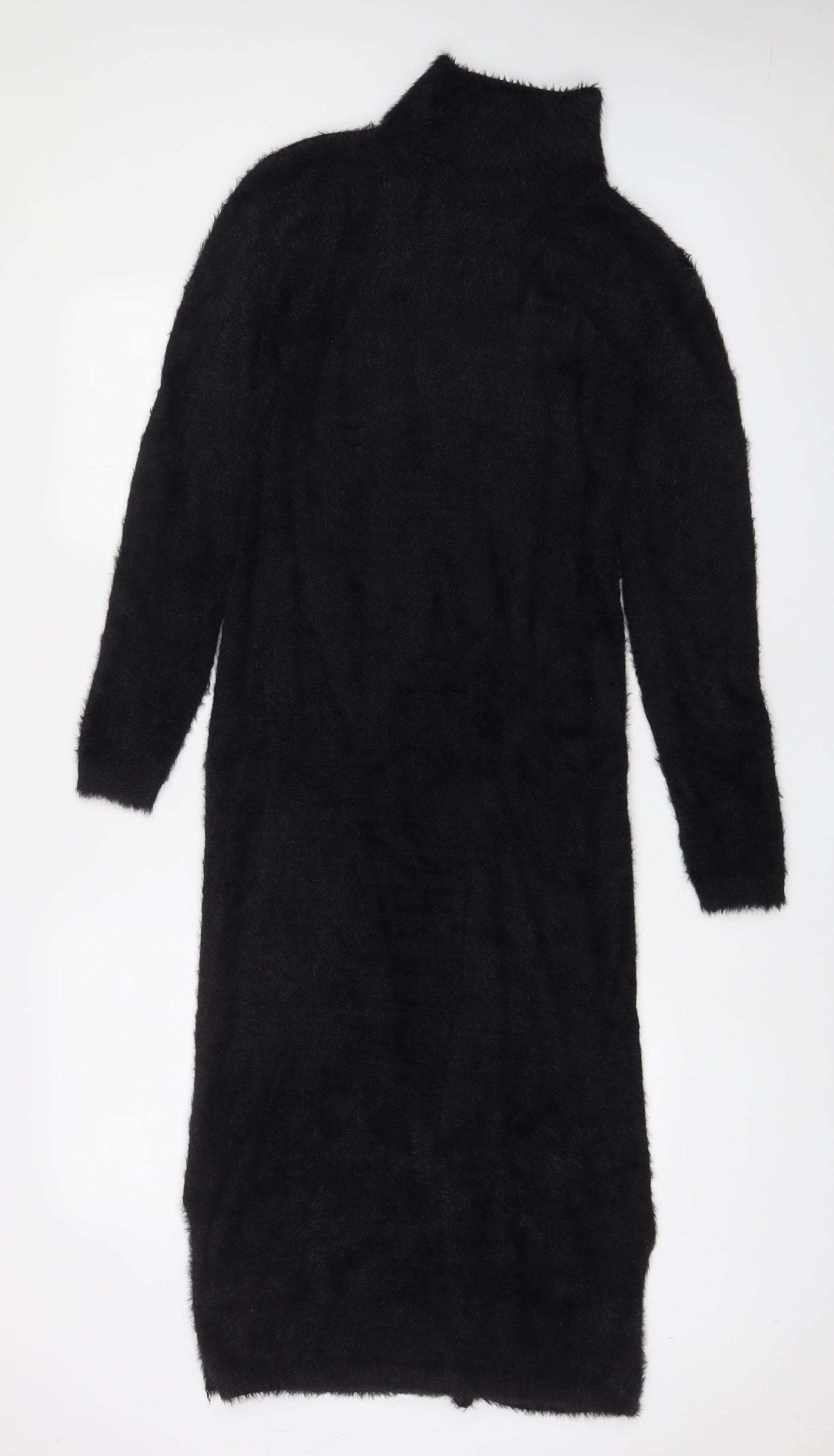 QED London Womens Black Polyester Jumper Dress Size M Roll Neck Pullover