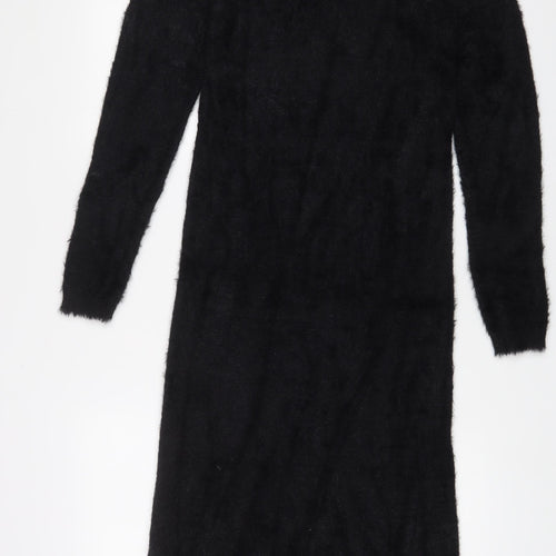 QED London Womens Black Polyester Jumper Dress Size M Roll Neck Pullover