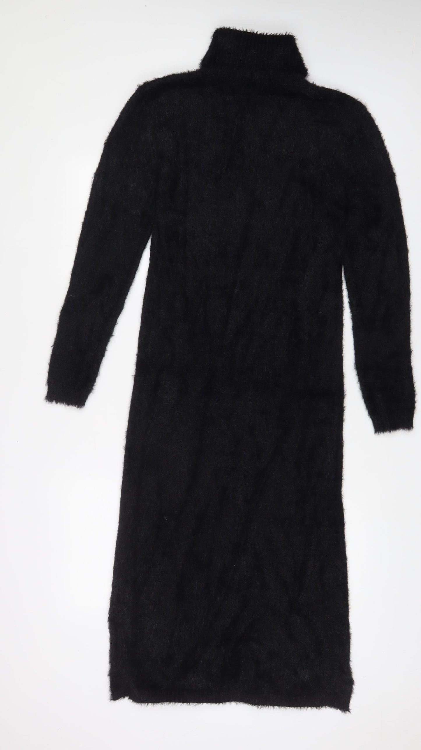 QED London Womens Black Polyester Jumper Dress Size M Roll Neck Pullover