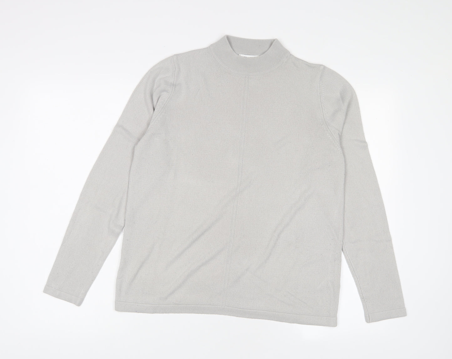 Marks and Spencer Womens Grey Round Neck Acrylic Pullover Jumper Size 14