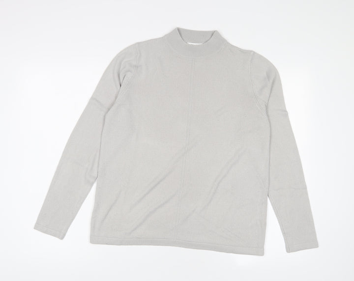 Marks and Spencer Womens Grey Round Neck Acrylic Pullover Jumper Size 14