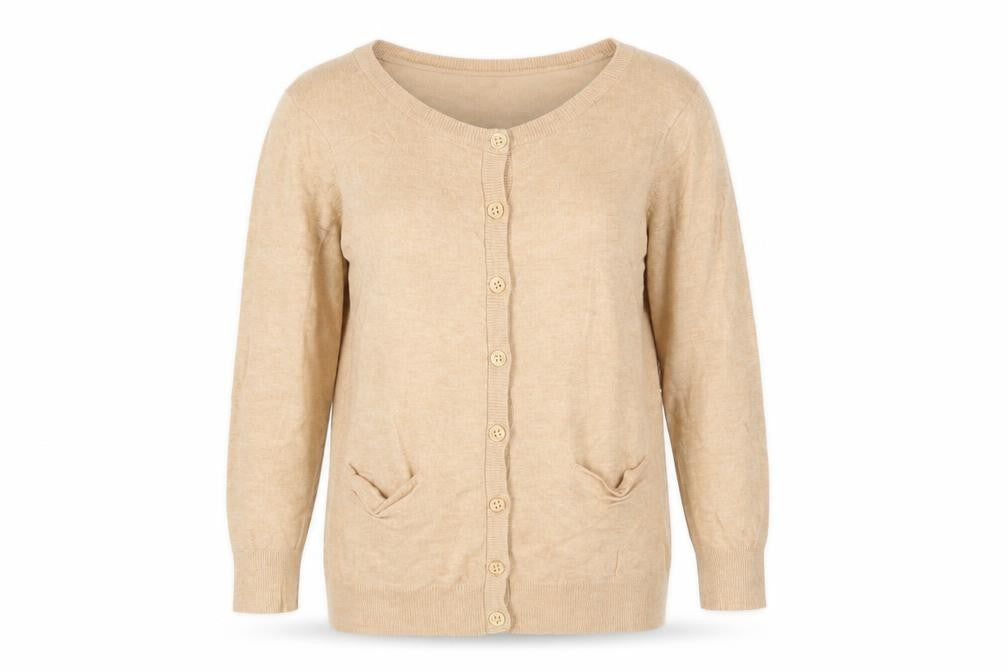 Warehouse Womens Beige Crew Neck Viscose Cardigan Jumper Size 12