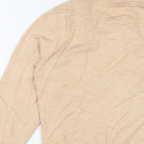 Warehouse Womens Beige Crew Neck Viscose Cardigan Jumper Size 12