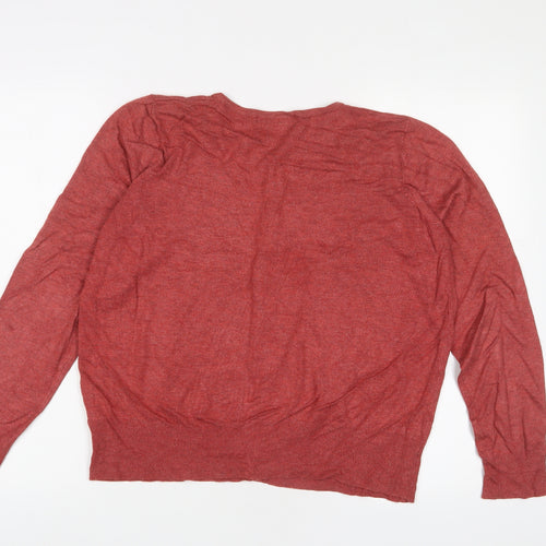 Marks and Spencer Womens Red Crew Neck Viscose Cardigan Jumper Size 16