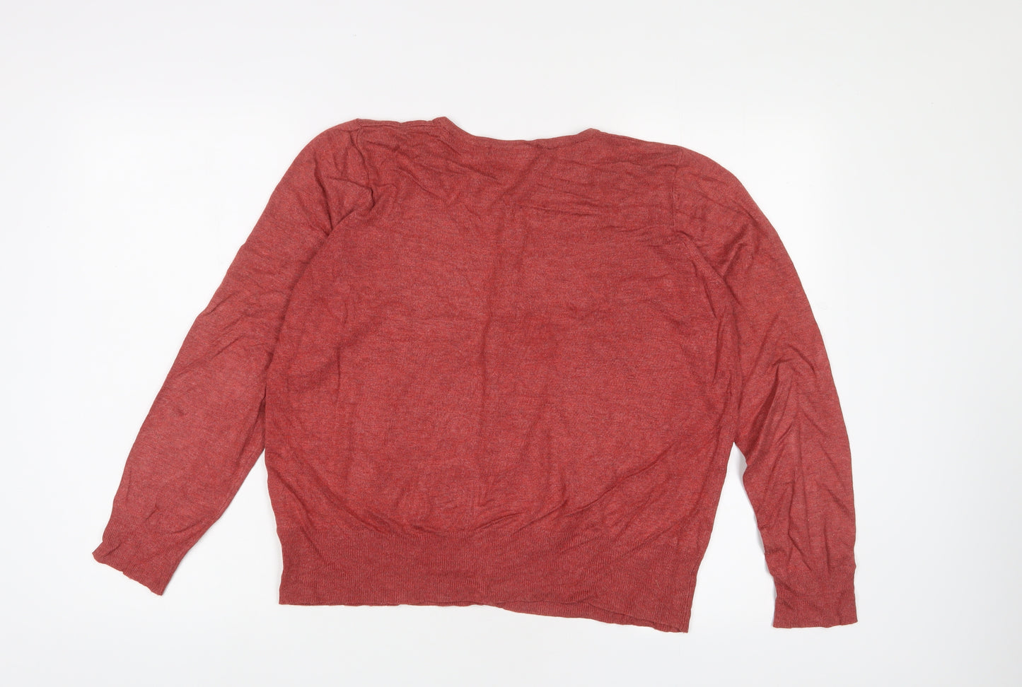 Marks and Spencer Womens Red Crew Neck Viscose Cardigan Jumper Size 16