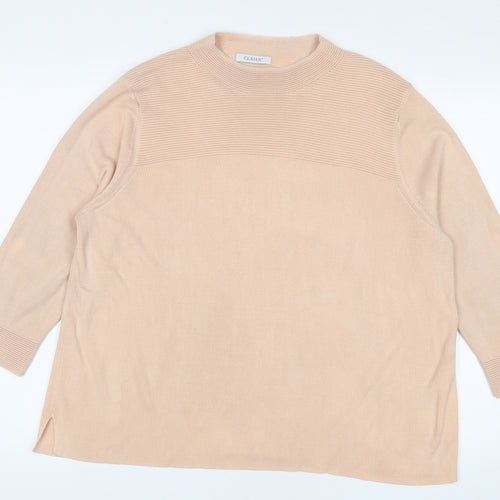 Marks and Spencer Womens Beige Crew Neck Acrylic Pullover Jumper Size 20