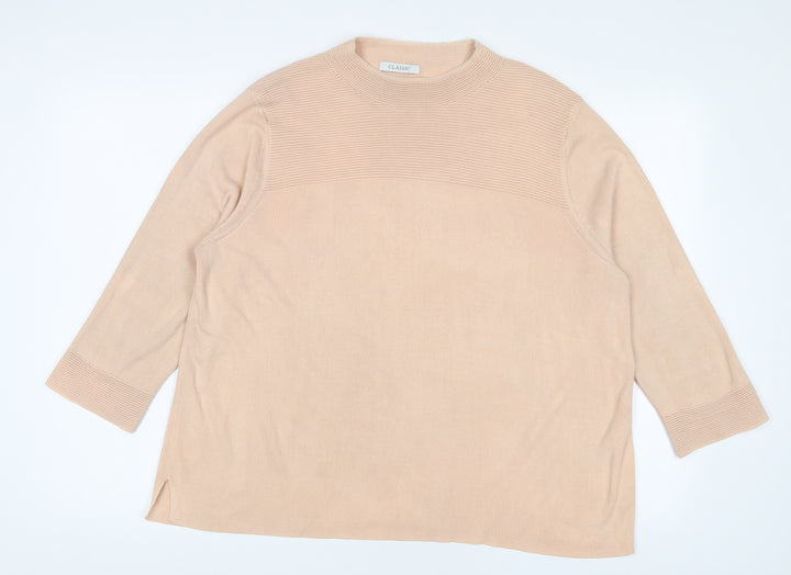 Marks and Spencer Womens Beige Crew Neck Acrylic Pullover Jumper Size 20