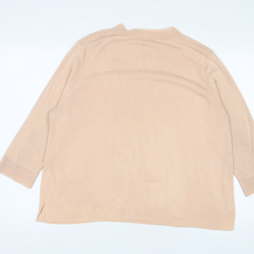Marks and Spencer Womens Beige Crew Neck Acrylic Pullover Jumper Size 20