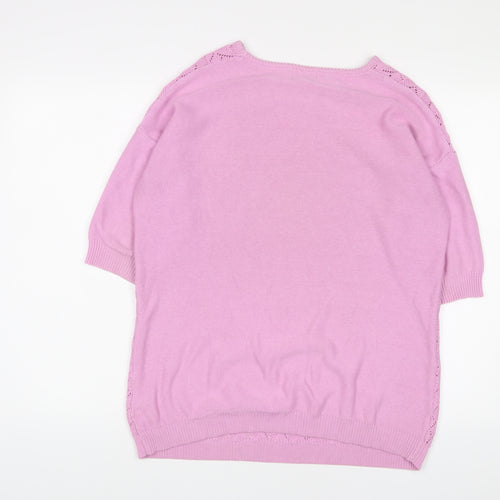 Damart Womens Purple Crew Neck Acrylic Pullover Jumper Size 14 - 14-16