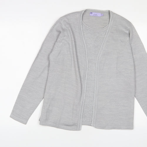 EWM Womens Grey Crew Neck Acrylic Pullover Jumper Size 14 - Size 14-16