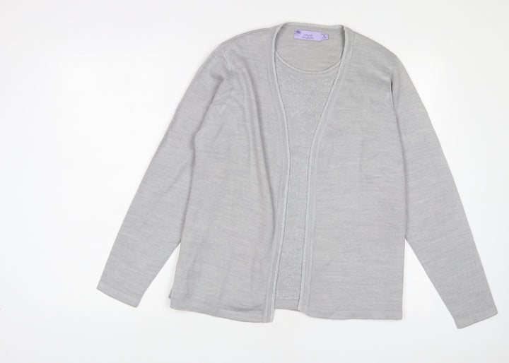 EWM Womens Grey Crew Neck Acrylic Pullover Jumper Size 14 - Size 14-16