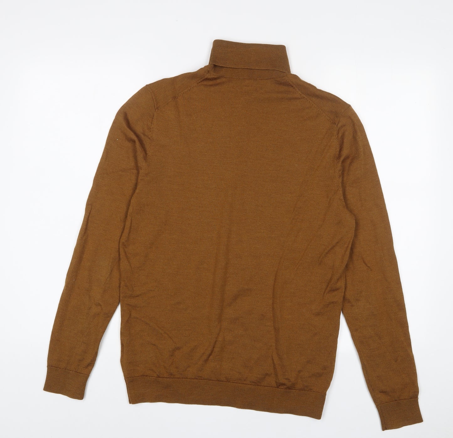 H&M Mens Brown Roll Neck Wool Pullover Jumper Size M Long Sleeve