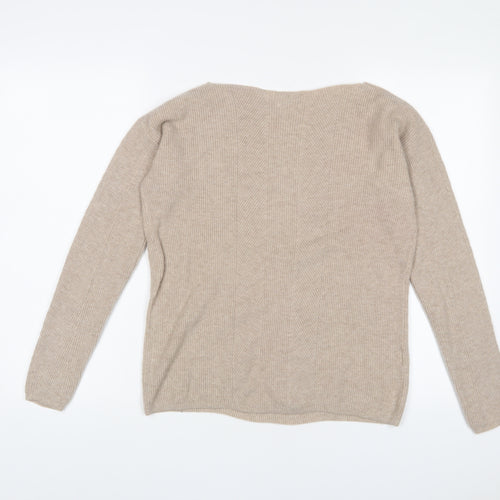 Mango Womens Beige Boat Neck Wool Pullover Jumper Size S
