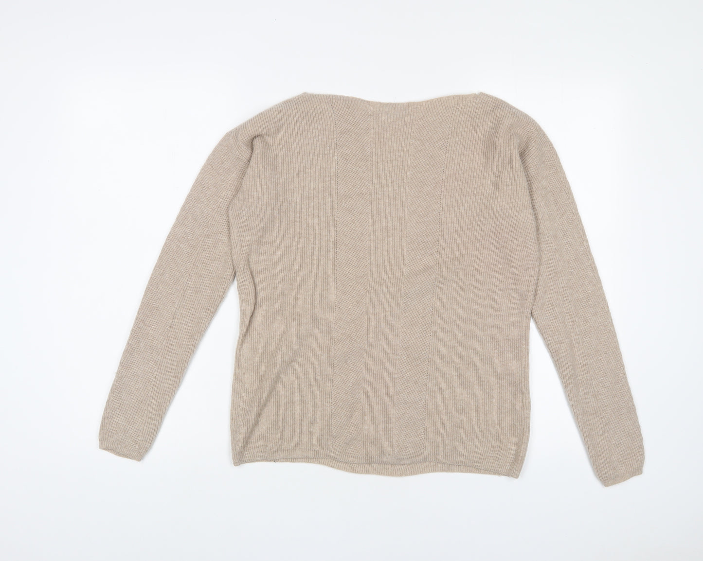 Mango Womens Beige Boat Neck Wool Pullover Jumper Size S