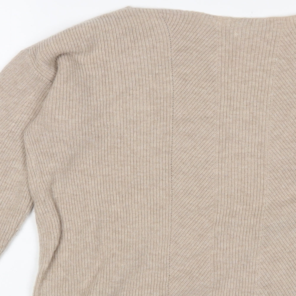 Mango Womens Beige Boat Neck Wool Pullover Jumper Size S