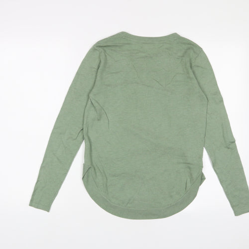 Fat Face Womens Green Crew Neck Polyester Pullover Jumper Size 6