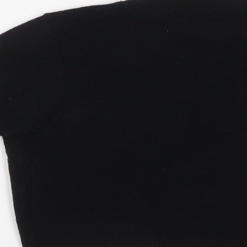 Zara Womens Black Polyester Cropped T-Shirt Size L Round Neck