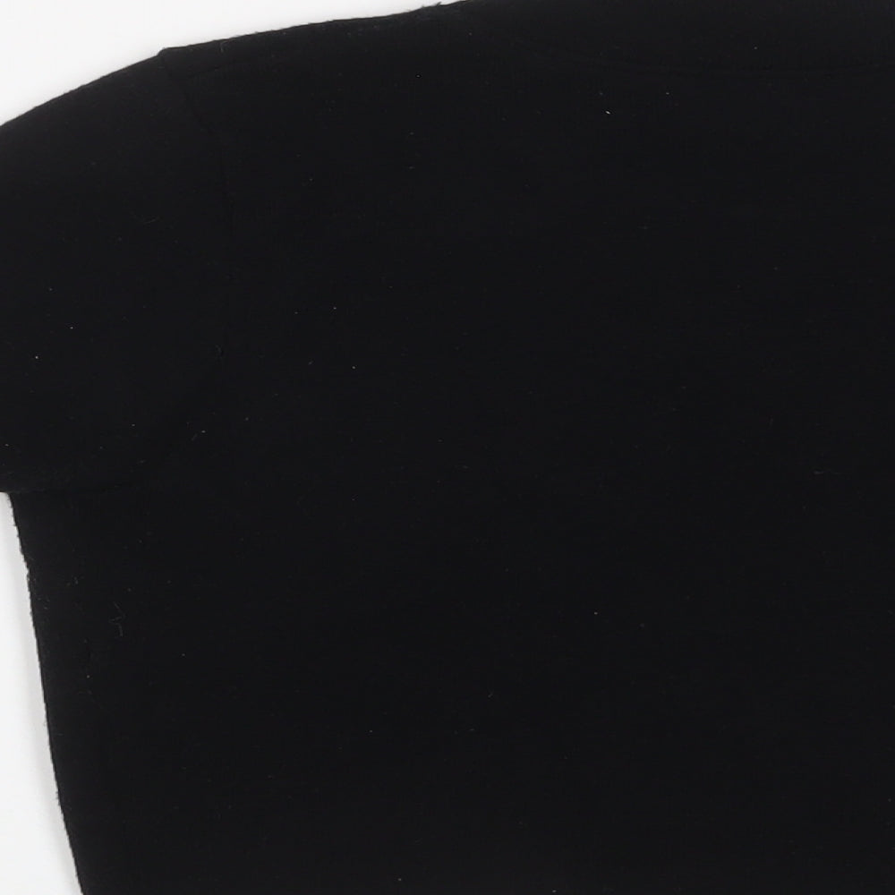 Zara Womens Black Polyester Cropped T-Shirt Size L Round Neck