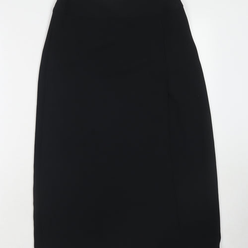 Marks and Spencer Womens Black Polyester A-Line Skirt Size 8 Zip