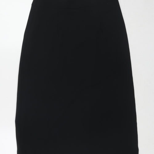 Marks and Spencer Womens Black Polyester A-Line Skirt Size 8 Zip