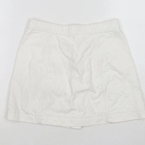 Topshop Womens White Cotton A-Line Skirt Size 26 in Zip