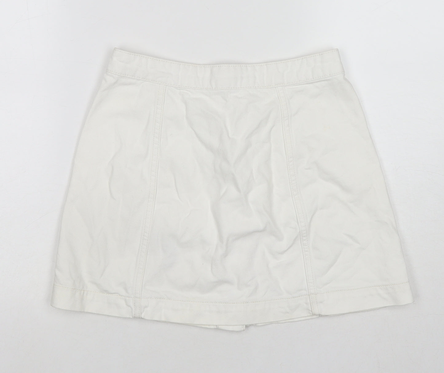 Topshop Womens White Cotton A-Line Skirt Size 26 in Zip