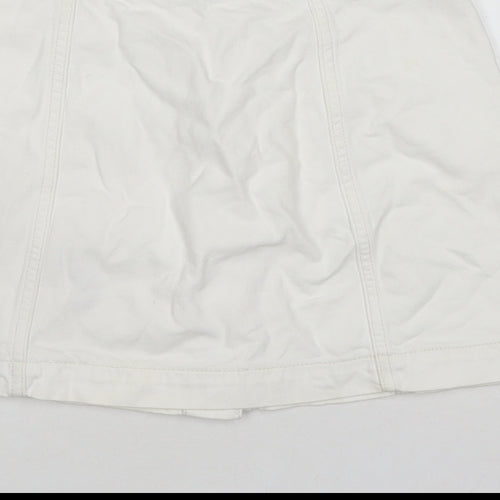 Topshop Womens White Cotton A-Line Skirt Size 26 in Zip
