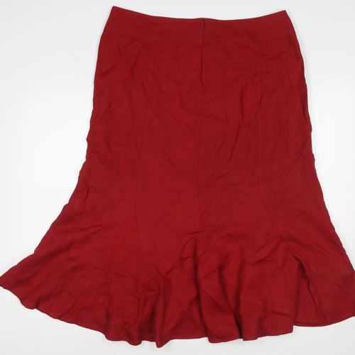 Debenhams Womens Red Linen Trumpet Skirt Size 14 Zip