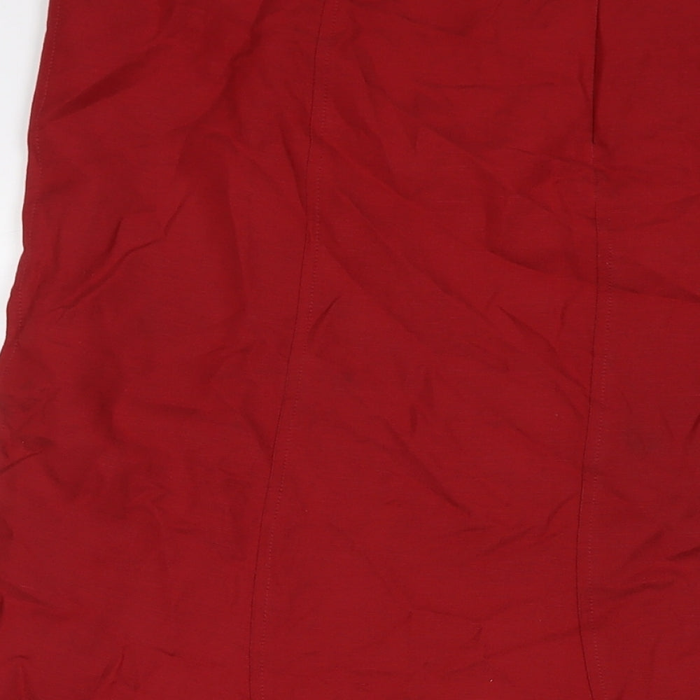 Debenhams Womens Red Linen Trumpet Skirt Size 14 Zip