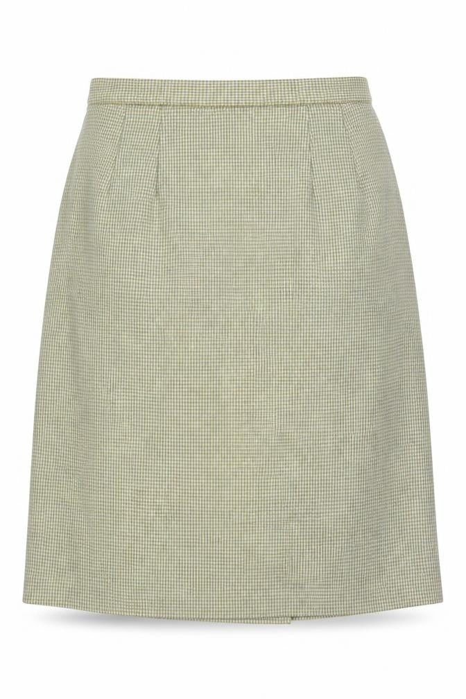 Made in U.K. Womens Green Herringbone Wool A-Line Skirt Size 28 in Zip