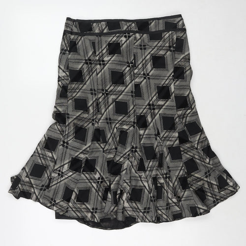 Principles Womens Black Geometric Polyester Trumpet Skirt Size 10 Zip