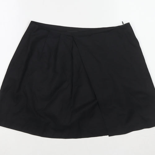 PRETTYLITTLETHING Womens Black Cotton Mini Skirt Size 12 Zip