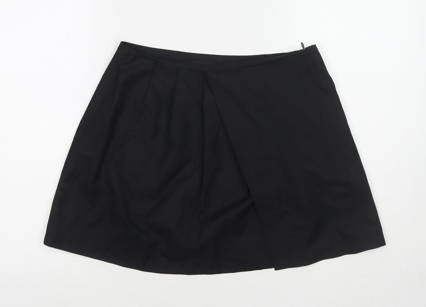 PRETTYLITTLETHING Womens Black Cotton Mini Skirt Size 12 Zip