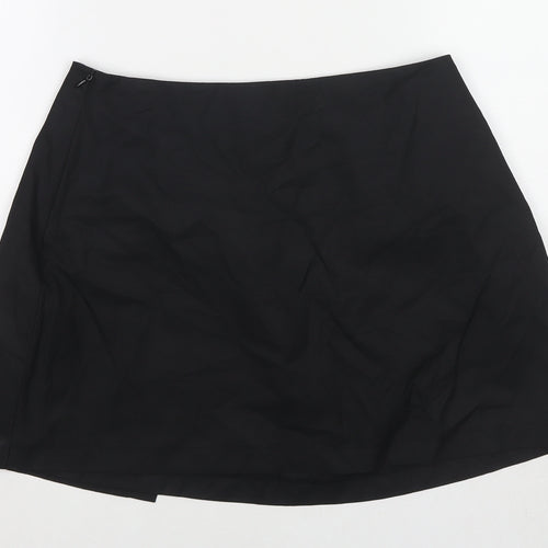 PRETTYLITTLETHING Womens Black Cotton Mini Skirt Size 12 Zip