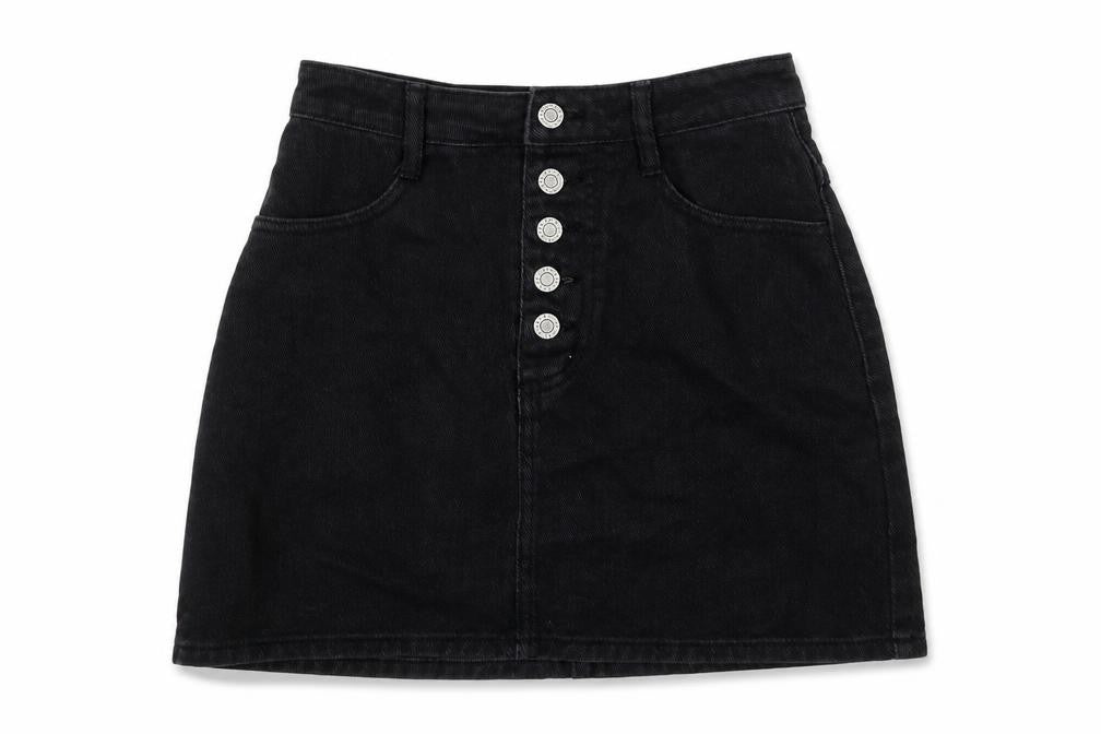 John Galt Womens Black Cotton A-Line Skirt Size S Zip