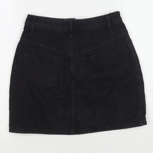 John Galt Womens Black Cotton A-Line Skirt Size S Zip